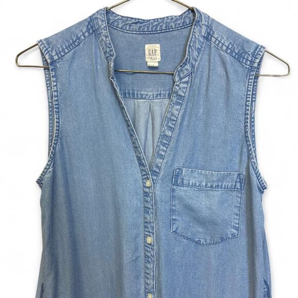 Gap blue denim sleeveless midi dress size XS - Picture 4 of 7